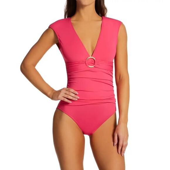 NWT Bleu Rod Beattie Ring Me Up One Piece Swimsuit Women's Pink Size 4 - Picture 1 of 6